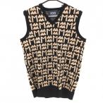 [ прекрасный товар ]m-ta морской вязаный лучший чёрный × бежевый общий рисунок шерсть .V шея мужской 5(M) Golf одежда muta