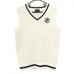 [ очень красивый товар ] Pearly Gates вязаный лучший белый × темно-синий V шея кабель плетеный мужской 6(XL) Golf одежда PEARLY GATES