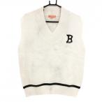  Beams Golf вязаный лучший белый × чёрный нашивка кромка линия женский L Golf одежда 2024 год модели BEAMS GOLF