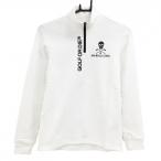 ショッピングスカル 【新品】マークアンドロナ 長袖ハイネックシャツ 白×黒 ハーフジップ スカル 裏起毛  レディース 38(M) ゴルフウェア MARK＆LONA