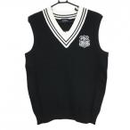 【新品】パーリーゲイツ ニットベスト ダークネイビー×白 サイドメッシュ調 胸ロゴ Vネック メンズ 5 ゴルフウェア PEARLY GATES