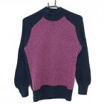 [ прекрасный товар ] Titleist с высоким воротником свитер темно-синий × розовый передний . примерно точка рисунок шерсть 100% вязаный женский L Golf одежда TITLEIST