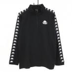 ショッピングkappa 【新品】カッパ 長袖ハイネックシャツ 黒×白 肩・袖ロゴライン ハーフジップ メンズ O(XL) ゴルフウェア Kappa