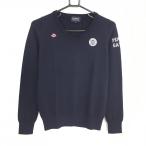 [ прекрасный товар ] Pearly Gates свитер темно-синий × белый рукав Logo V шея шерсть 100% вязаный женский 0(S) Golf одежда PEARLY GATES