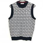  Anne Pas . вязаный лучший темно-синий × белый общий рисунок мужской M Golf одежда and per se