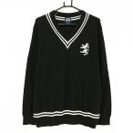  Admiral свитер чёрный .. рисунок тканый ткань Logo белый шерсть . вязаный мужской XL Golf одежда Admiral