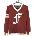 [ прекрасный товар ] Fidra свитер красный × белый рукав кабель плетеный шерсть . подкладка есть вязаный женский M/M Golf одежда FIDRA