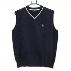 [ очень красивый товар ] Munsingwear одежда вязаный лучший темно-синий × белый Logo ... плетеный V шея мужской L Golf одежда Munsingwear