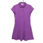  Jun and Rope короткий рукав Polo One-piece лиловый общий рисунок земля узор Layered способ юбка женский M Golf одежда JUN&ROPE