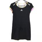 [ прекрасный товар ] Adidas короткий рукав One-piece чёрный × многоцветный . Logo CLIMACOOL задний часть сетка женский M Golf одежда adidas