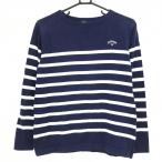  Callaway свитер темно-синий × белый окантовка хлопок . вязаный женский L Golf одежда Callaway