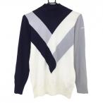  TaylorMade с высоким воротником свитер темно-синий × белый искусственный шелк . вязаный женский L Golf одежда TaylorMade