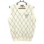[ очень красивый товар ] Beams Golf вязаный лучший слоновая кость × темный темно-синий передняя сторона diamond рисунок плетеный кашемир . мужской XL Golf одежда BEAMS GOLF