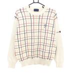 [ прекрасный товар ] Pearly Gates свитер слоновая кость × темно-синий передний . примерно .. проверка хлопок 100% женский 2(L) Golf одежда PEARLY GATES