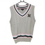 [ прекрасный товар ] Pearly Gates вязаный лучший бежевый × розовый передняя сторона кабель плетеный хлопок 100% мужской 5(L) Golf одежда PEARLY GATES