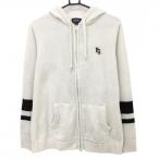 パーリーゲイツ ジップニットパーカー 白系×黒 ジャケット 裾汚れ、袖色移り メンズ 6(XL) ゴルフウェア PEARLY GATES