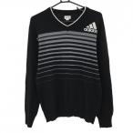 [ прекрасный товар ] Adidas свитер чёрный × серый передняя сторона окантовка вязаный мужской L/G Golf одежда adidas