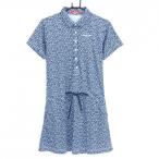 [ очень красивый товар ] Marie Claire sport короткий рукав Polo One-piece темно-синий × белый маленький цветочный принт Logo .... женский L Golf одежда marie claire