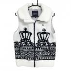 [ прекрасный товар ] Pearly Gates боа лучший белый × темный темно-синий передняя сторона нижняя часть рисунок тепловое хранение подкладка мужской 4(M) Golf одежда PEARLY GATES