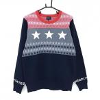 [ очень красивый товар ] Pearly Gates свитер темно-синий × белый × красный . сверху звезда рисунок манжеты Logo вязаный мужской 6(XL) Golf одежда PEARLY GATES