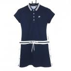 [ прекрасный товар ] filler Golf короткий рукав Polo One-piece темно-синий × белый земля узор кнопка-застежка женский M Golf одежда FILA GOLF