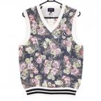 [ новый товар ] Pearly Gates вязаный лучший темно-синий × белый × многоцветный цветочный принт сетка style V шея мужской 5(L) Golf одежда PEARLY GATES