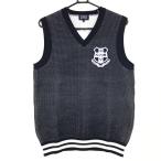 [ новый товар ] Pearly Gates вязаный лучший темный темно-синий × белый сетка style . Logo V шея мужской 5(L) Golf одежда PEARLY GATES