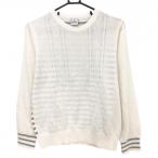  Paradiso свитер слоновая кость × серый задний окантовка хлопок . вязаный женский LL Golf одежда Paradiso