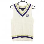  Pearly Gates вязаный лучший белый × лиловый кабель плетеный хлопок . женский 2(L) Golf одежда PEARLY GATES