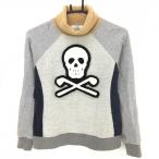  Mark and ronata-toru шея футболка серый × светло-коричневый Skull часть ворсистый женский S Golf одежда MARK&LONA