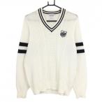  Jack ba колено свитер белый × темно-синий V шея хлопок . кабель плетеный мужской 5(L) Golf одежда Jack Bunny