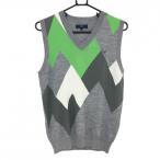 [ прекрасный товар ] Callaway вязаный лучший серый × зеленый V шея шерсть . мужской L Golf одежда Callaway