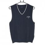 [ прекрасный товар ] Callaway вязаный лучший темно-синий × белый кабель плетеный V шея Logo .... мужской L Golf одежда Callaway