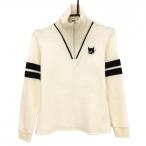 wak с высоким воротником свитер слоновая кость × чёрный ворсистый половина Zip шерсть . вязаный женский 2(M) Golf одежда WAAC