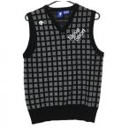 [ очень красивый товар ] Descente Golf вязаный лучший чёрный × серый .. рисунок Logo ....V шея средний рисовое поле Британия . мужской M Golf одежда DESCENTE