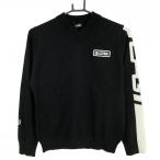 [ новый товар ]CPG свитер чёрный × белый .* рукав Logo вязаный женский 3(L) Golf одежда CPG