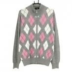  Titleist вязаный жакет серый × розовый a-ga il рисунок тепловое хранение подкладка шерсть . мужской LL Golf одежда TITLEIST