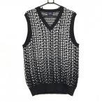 [ очень красивый товар ] Pearly Gates вязаный лучший чёрный × белый Logo общий рисунок V шея мужской 6(XL) Golf одежда PEARLY GATES