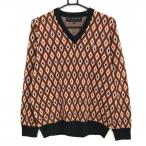 [ очень красивый товар ] цент Andrew s свитер Brown × чёрный × белый общий рисунок шерсть . вязаный V шея мужской M Golf одежда St ANDREWS