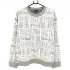 [ очень красивый товар ] булавка свитер белый × серый Logo общий рисунок шерсть . подкладка имеется вязаный женский LL Golf одежда PING