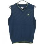  Adidas вязаный лучший голубой темно-синий × светло-зеленый часть наклонный полоса V шея шерсть . мужской L/G Golf одежда adidas