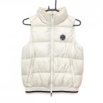 パーリーゲイツ ダウンベスト ベージュ系 千鳥格子地模様 胸ロゴ レディース 0(S) ゴルフウェア PEARLY GATES