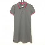 [ новый товар ] Puma короткий рукав Polo One-piece серый × розовый Logo ..... пот скорость .UPF30 женский L Golf одежда PUMA