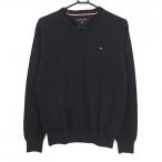  Tommy Hilfiger свитер чёрный Logo ....V шея вязаный мужской XS Golf одежда Tommy Hilfiger Golf