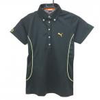 プーマ半袖ポロシャツ黒千鳥格子地模...