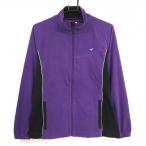 【美品】ツアーステージ フリースジャケット パープル×黒 ロゴ刺しゅう 胸ポケット レディース M ゴルフウェア TOURSTAGE