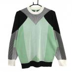 [ очень красивый товар ] Adidas свитер белый × зеленый часть полоса вязаный женский M Golf одежда adidas