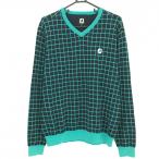  foot Joy свитер темный темно-синий × зеленый .. рисунок шерсть . Logo .... вязаный мужской XL Golf одежда FootJoy
