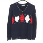 koru wing свитер темно-синий × белый a-ga il рисунок Heart шерсть . вязаный женский M Golf одежда Kolwin