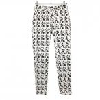 プーマパンツ白×黒総柄ロゴ刺しゅう...